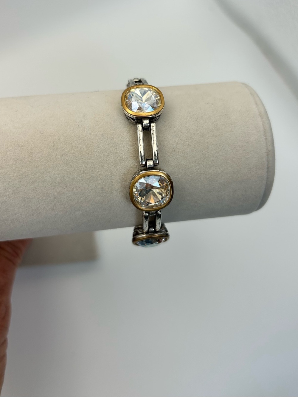 Brighton Venusian Bracelet - Clear Crystals Two-tone Gold Silver Plated Retired - Picture 3 of 10